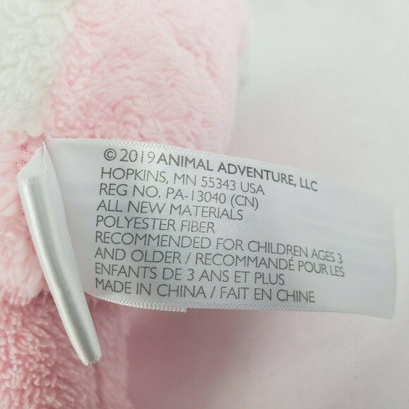 Animal Adventure Puppy 9 in Plush Dog Stuffed Animal White Pink Purple Heart Bow - Picture 6 of 8